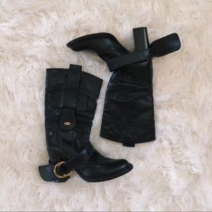 Black Leather Chloé Boots Y2K Vintage